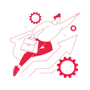 illustration d'une personne au travail imitant superman