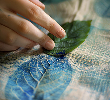 Photo d'une empreinte coloré qu'une feuille à laissée en dessous d'elle